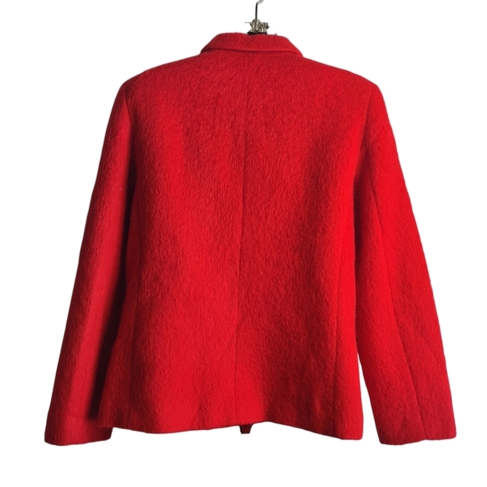 Josephine Chaus RED Fluffy Textural Wool Blend Blazer Jacket Size 8 - Picture 2 of 9